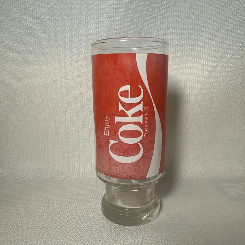 Vintage Coca Cola Enjoy Coke Pedestal Drinking Glass Cup 6.5